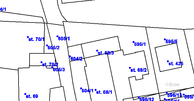 Parcela st. 68/3 v KÚ Ševětín, Katastrální mapa