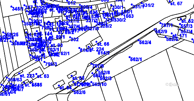 Parcela st. 814/2 v KÚ Ševětín, Katastrální mapa