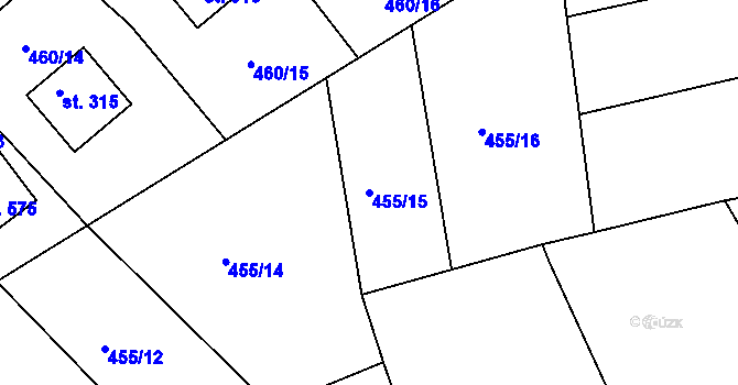 Parcela st. 455/15 v KÚ Ševětín, Katastrální mapa