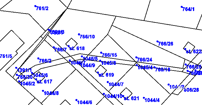Parcela st. 766/15 v KÚ Ševětín, Katastrální mapa