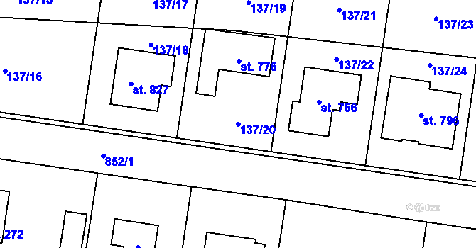 Parcela st. 137/20 v KÚ Ševětín, Katastrální mapa