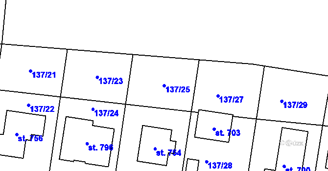 Parcela st. 137/25 v KÚ Ševětín, Katastrální mapa