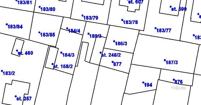 Parcela st. 248/2 v KÚ Ševětín, Katastrální mapa
