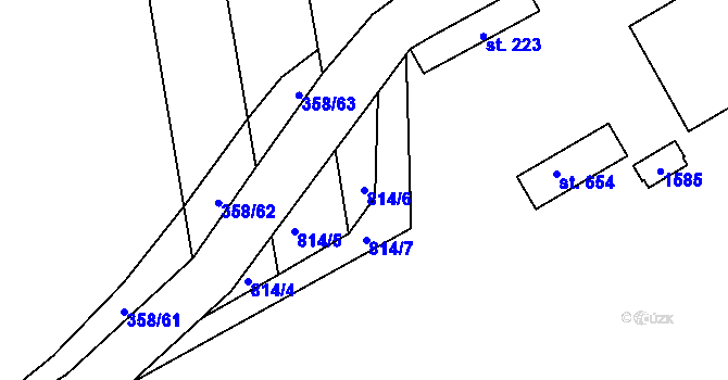 Parcela st. 814/6 v KÚ Ševětín, Katastrální mapa