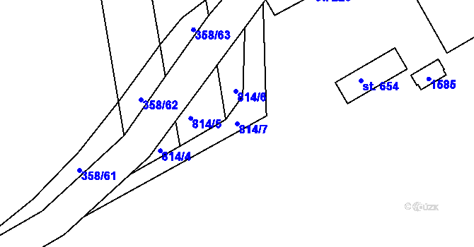 Parcela st. 814/7 v KÚ Ševětín, Katastrální mapa