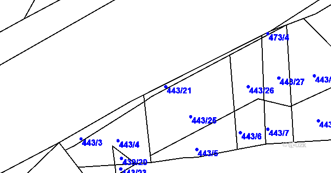 Parcela st. 443/21 v KÚ Ševětín, Katastrální mapa