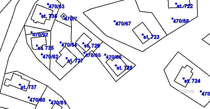 Parcela st. 470/66 v KÚ Ševětín, Katastrální mapa