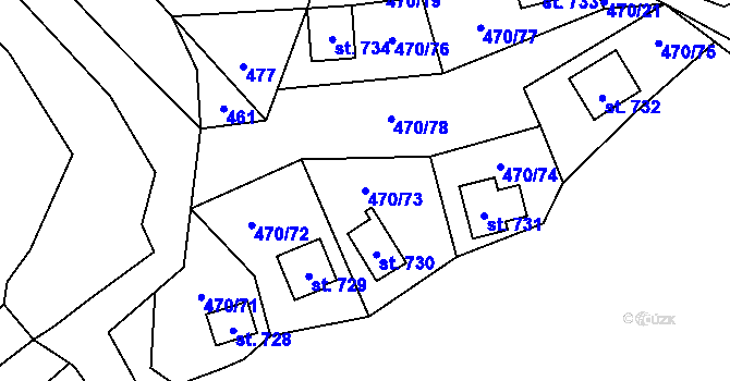 Parcela st. 470/73 v KÚ Ševětín, Katastrální mapa