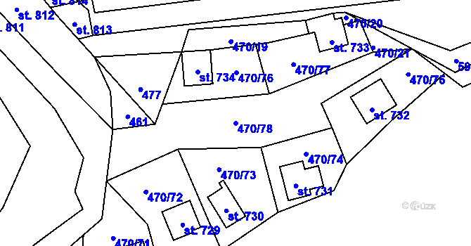 Parcela st. 470/78 v KÚ Ševětín, Katastrální mapa