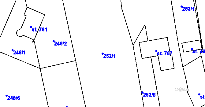 Parcela st. 252/1 v KÚ Ševětín, Katastrální mapa