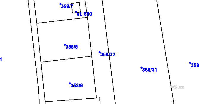 Parcela st. 358/32 v KÚ Ševětín, Katastrální mapa