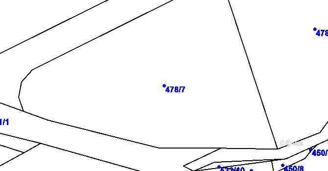 Parcela st. 478/7 v KÚ Ševětín, Katastrální mapa