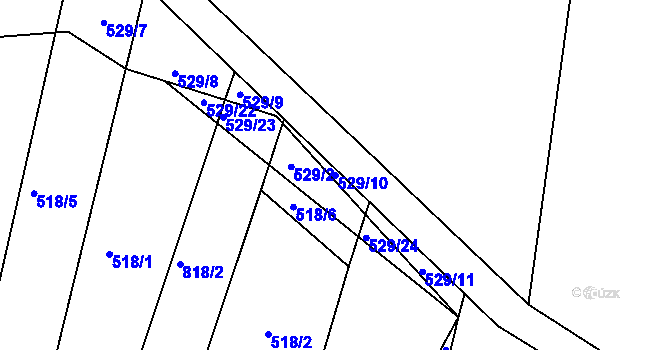 Parcela st. 529/10 v KÚ Ševětín, Katastrální mapa