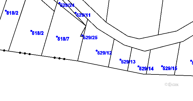 Parcela st. 529/12 v KÚ Ševětín, Katastrální mapa
