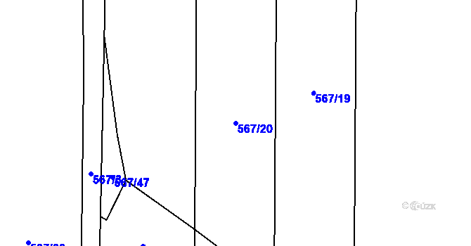 Parcela st. 567/20 v KÚ Ševětín, Katastrální mapa