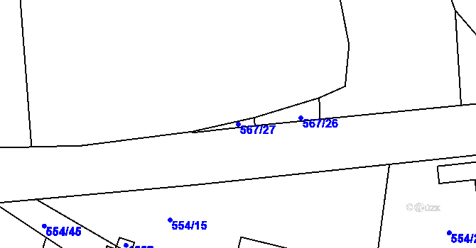 Parcela st. 567/27 v KÚ Ševětín, Katastrální mapa
