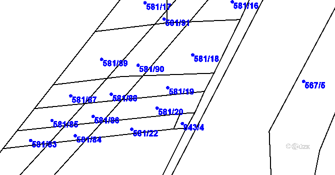 Parcela st. 581/19 v KÚ Ševětín, Katastrální mapa