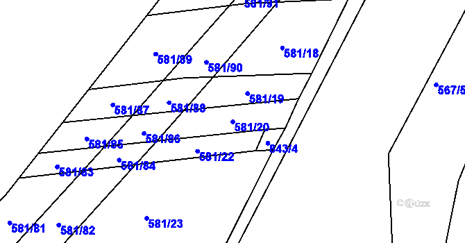 Parcela st. 581/20 v KÚ Ševětín, Katastrální mapa
