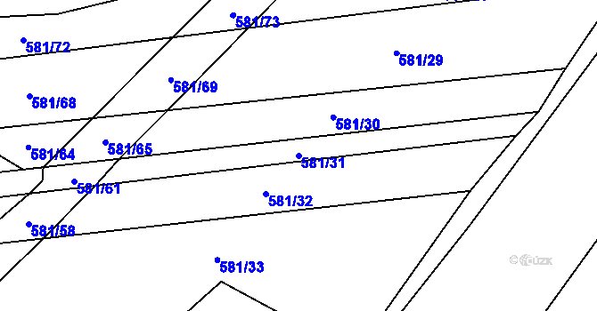 Parcela st. 581/31 v KÚ Ševětín, Katastrální mapa