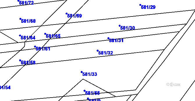Parcela st. 581/32 v KÚ Ševětín, Katastrální mapa