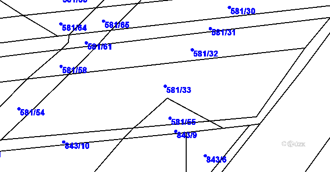 Parcela st. 581/33 v KÚ Ševětín, Katastrální mapa