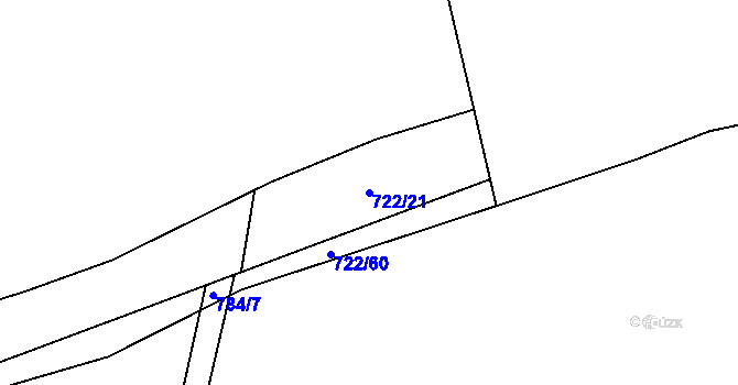 Parcela st. 722/21 v KÚ Ševětín, Katastrální mapa