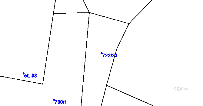Parcela st. 722/23 v KÚ Ševětín, Katastrální mapa
