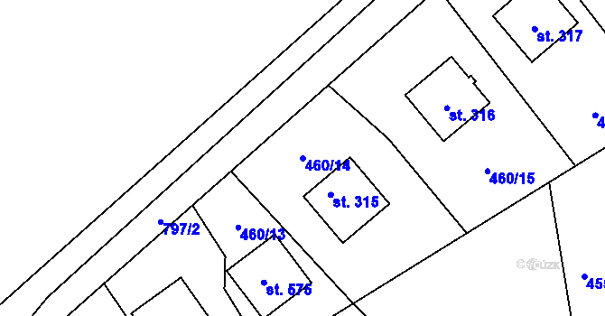 Parcela st. 460/14 v KÚ Ševětín, Katastrální mapa