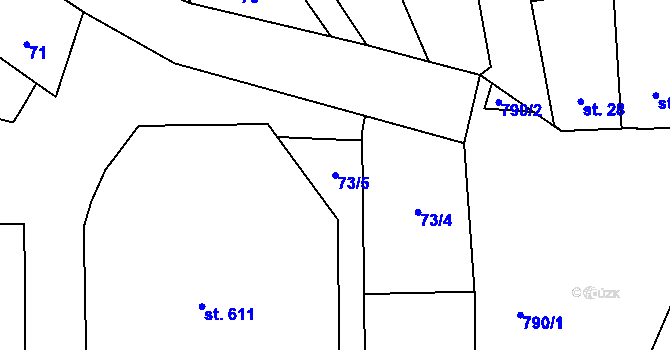 Parcela st. 73/5 v KÚ Ševětín, Katastrální mapa