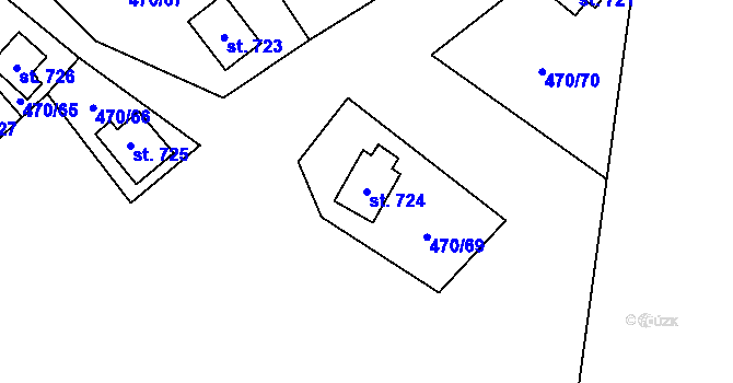 Parcela st. 724 v KÚ Ševětín, Katastrální mapa