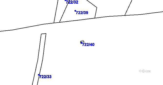 Parcela st. 722/40 v KÚ Ševětín, Katastrální mapa