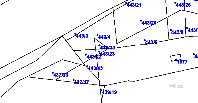 Parcela st. 443/23 v KÚ Ševětín, Katastrální mapa