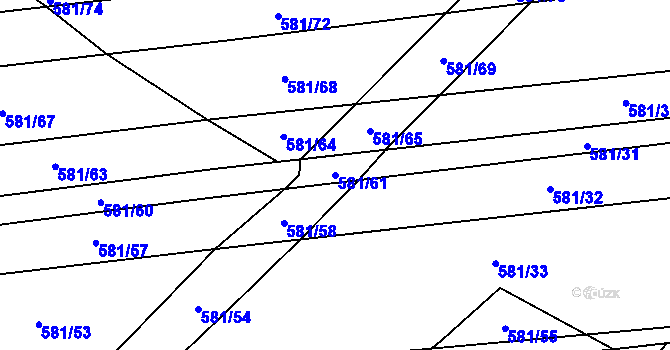 Parcela st. 581/61 v KÚ Ševětín, Katastrální mapa