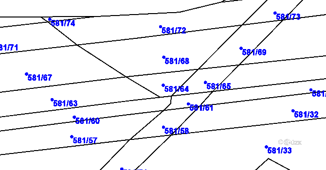 Parcela st. 581/64 v KÚ Ševětín, Katastrální mapa