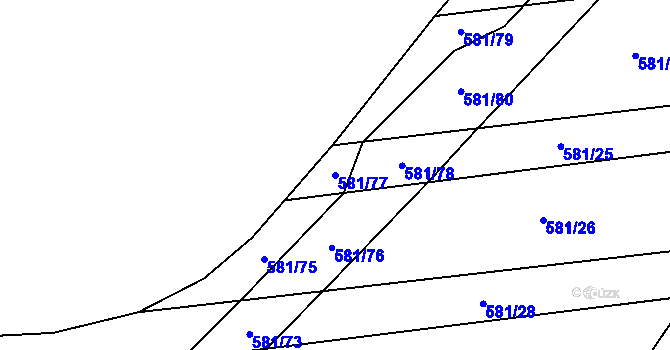 Parcela st. 581/77 v KÚ Ševětín, Katastrální mapa