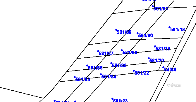 Parcela st. 581/87 v KÚ Ševětín, Katastrální mapa