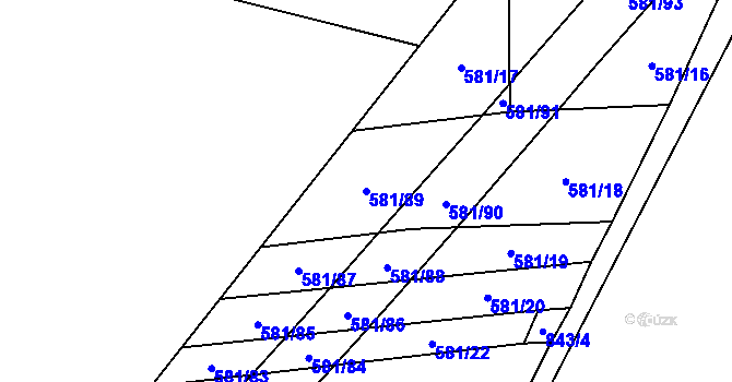 Parcela st. 581/89 v KÚ Ševětín, Katastrální mapa