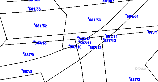 Parcela st. 587/11 v KÚ Ševětín, Katastrální mapa