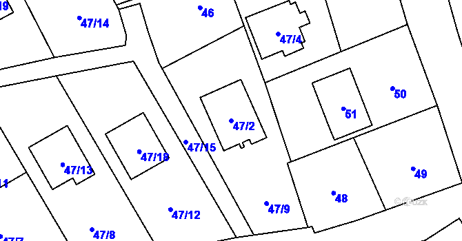 Parcela st. 47/2 v KÚ Šilheřovice, Katastrální mapa