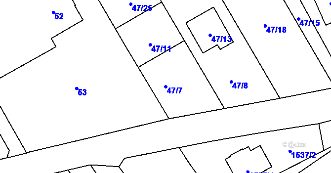 Parcela st. 47/7 v KÚ Šilheřovice, Katastrální mapa