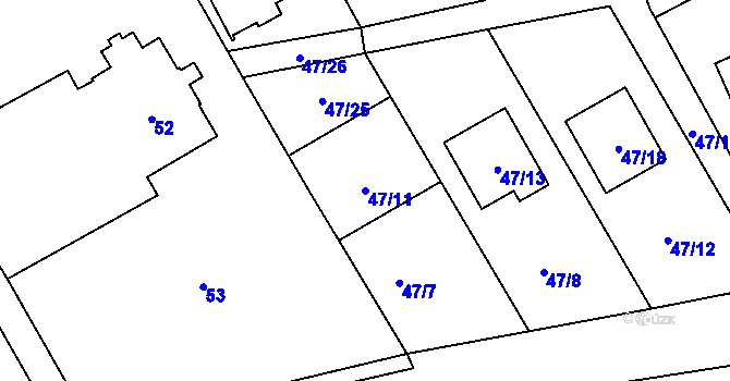 Parcela st. 47/11 v KÚ Šilheřovice, Katastrální mapa
