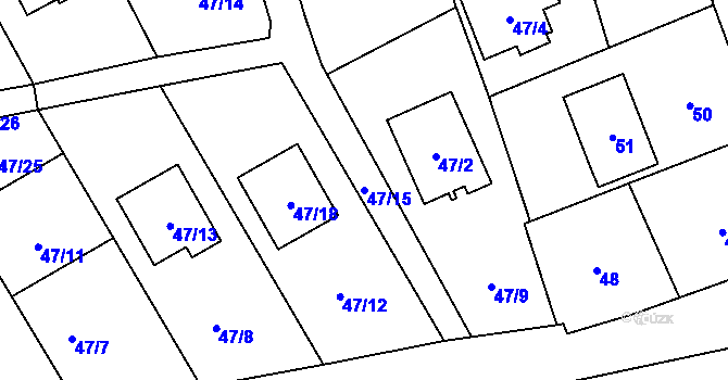 Parcela st. 47/15 v KÚ Šilheřovice, Katastrální mapa
