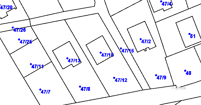Parcela st. 47/18 v KÚ Šilheřovice, Katastrální mapa