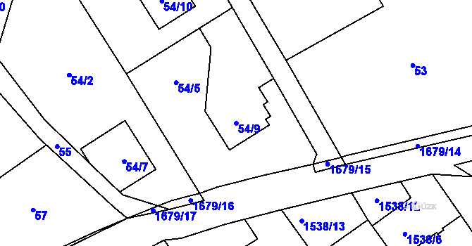 Parcela st. 54/9 v KÚ Šilheřovice, Katastrální mapa
