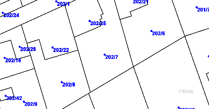 Parcela st. 202/7 v KÚ Šilheřovice, Katastrální mapa