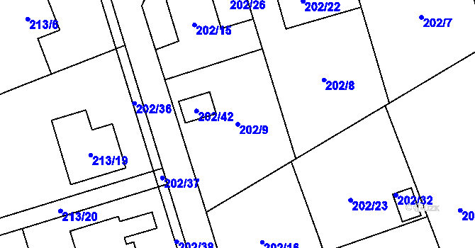 Parcela st. 202/9 v KÚ Šilheřovice, Katastrální mapa