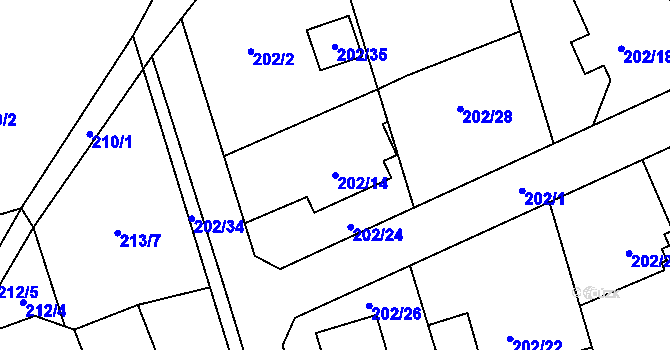 Parcela st. 202/14 v KÚ Šilheřovice, Katastrální mapa