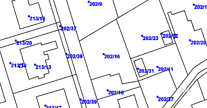 Parcela st. 202/16 v KÚ Šilheřovice, Katastrální mapa