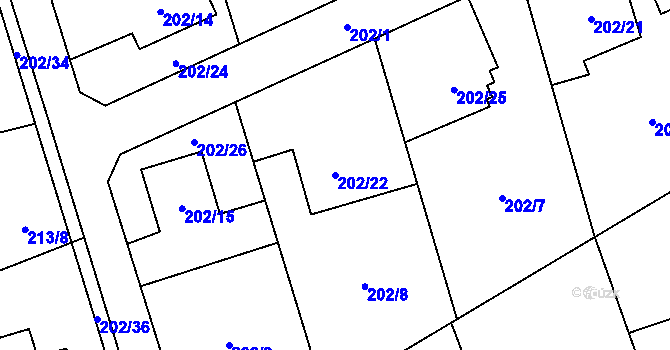 Parcela st. 202/22 v KÚ Šilheřovice, Katastrální mapa