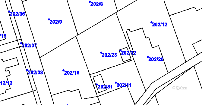 Parcela st. 202/23 v KÚ Šilheřovice, Katastrální mapa